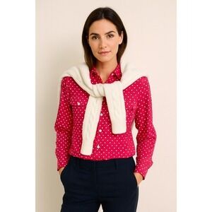 Bellefleur Pink Polkadot Blouse Top Shirt Bold Y2K Preppy Classic Barbiecore XS